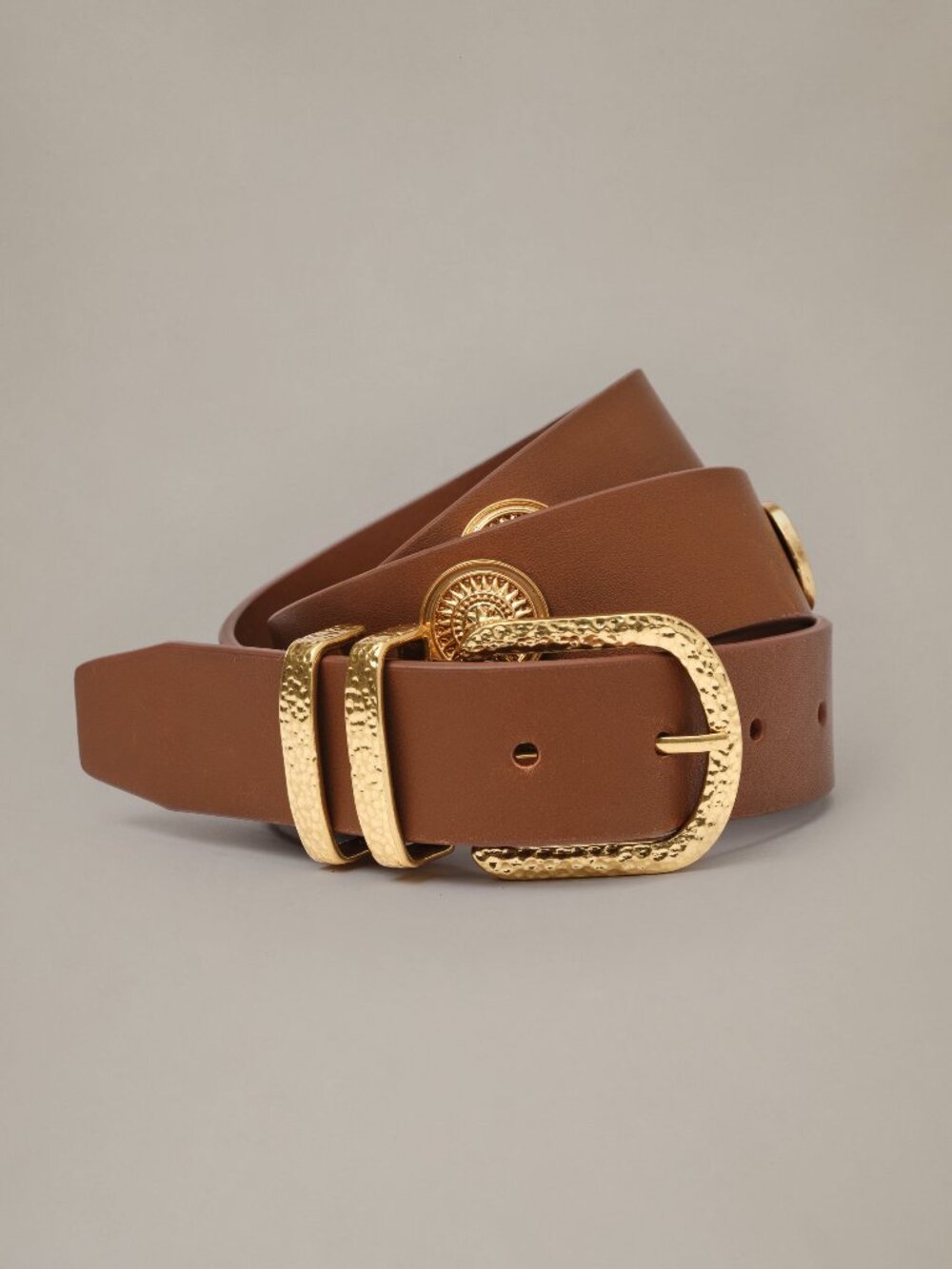 J McLaughlin Kendall Leather Medalion Belt - Saddle NEW
